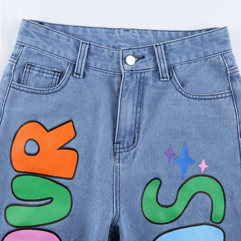 High Waist Wide Leg Punk  Demin