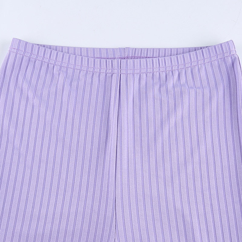 Vintage High Waisted Flare Pants  (Purple Ribbed Knit)