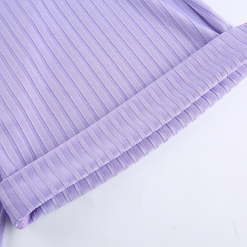 Vintage High Waisted Flare Pants  (Purple Ribbed Knit)