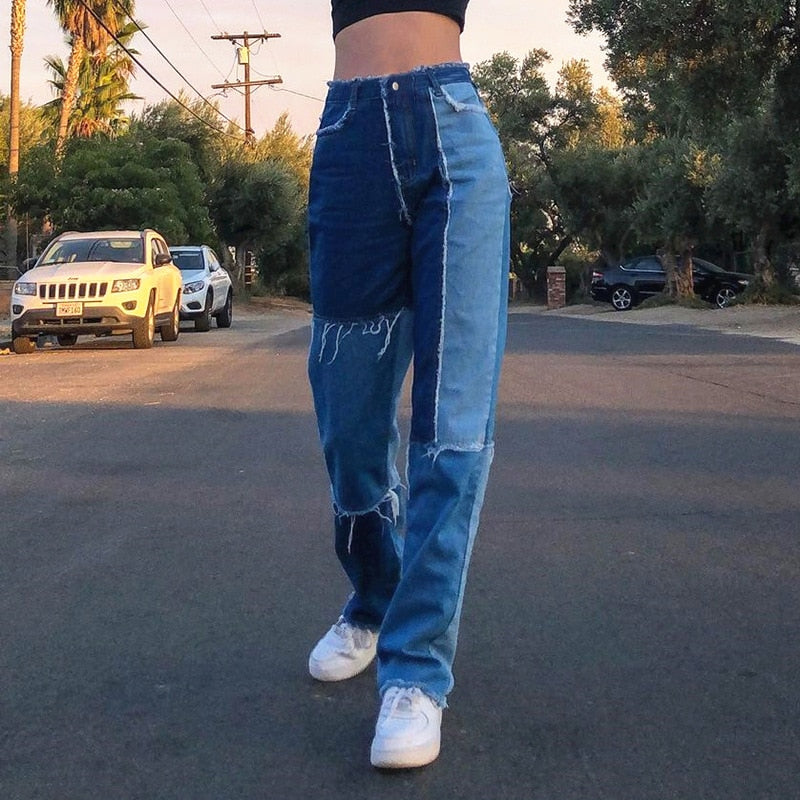 90s Contrast Patchwork Denim