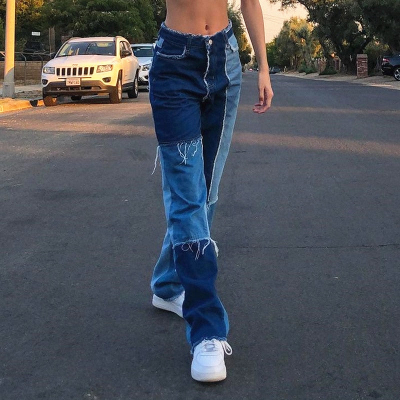90s Contrast Patchwork Denim