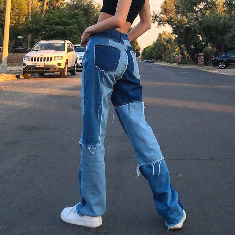 90s Contrast Patchwork Denim