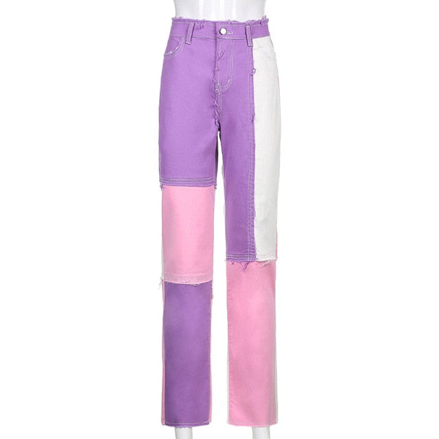 90s Contrast Patchwork Denim