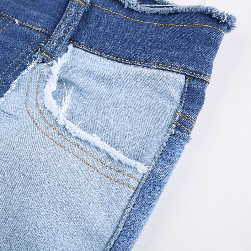 90s Contrast Patchwork Denim