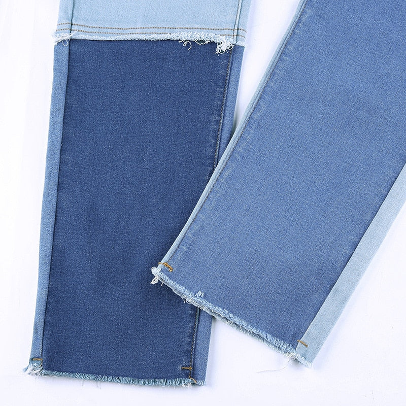 90s Contrast Patchwork Denim