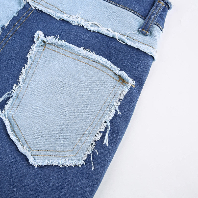 90s Contrast Patchwork Denim