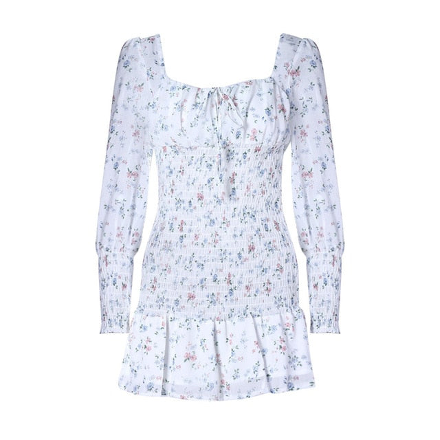 Women Pleated Ruffles Chiffon Dress