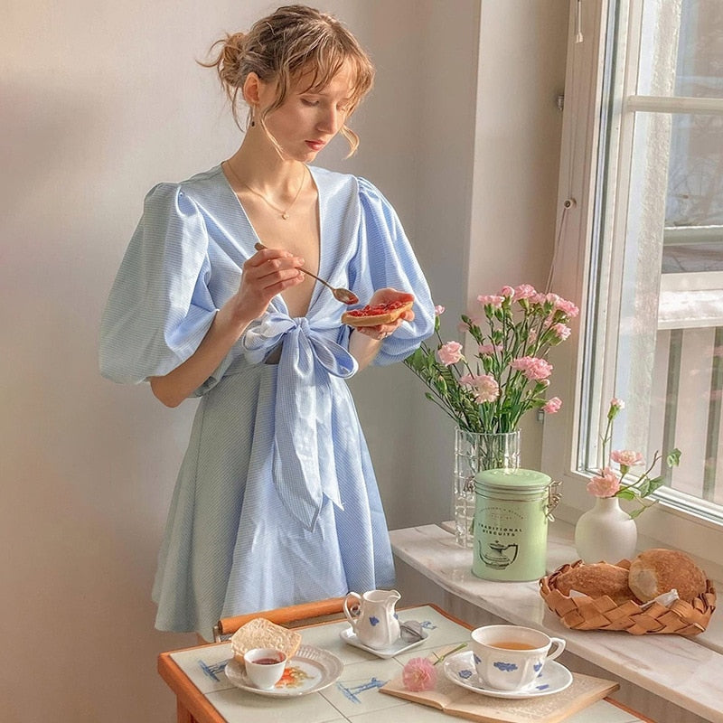 Puff Short Sleeve Mini Summer Dress