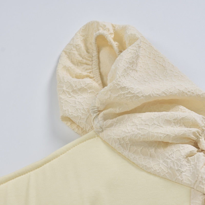 Backless Summer Wave Lantern Sleeve Blouse