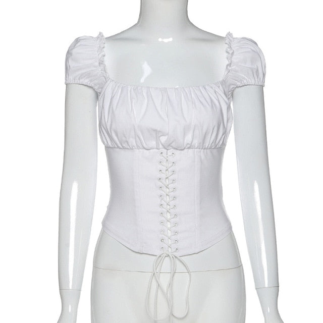 Off Shoulder Lace Up Blouse