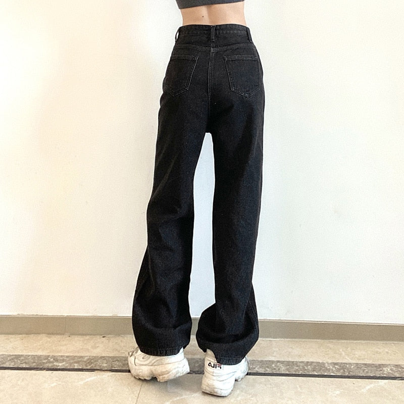 Butterfly Printed High Waist Jeans