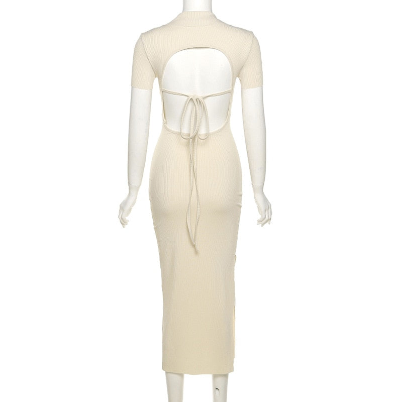 Backless Cut Out Tie Up Knitted dress