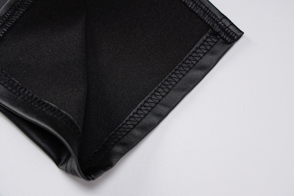 Faux PU Leather Women Side Split Pants