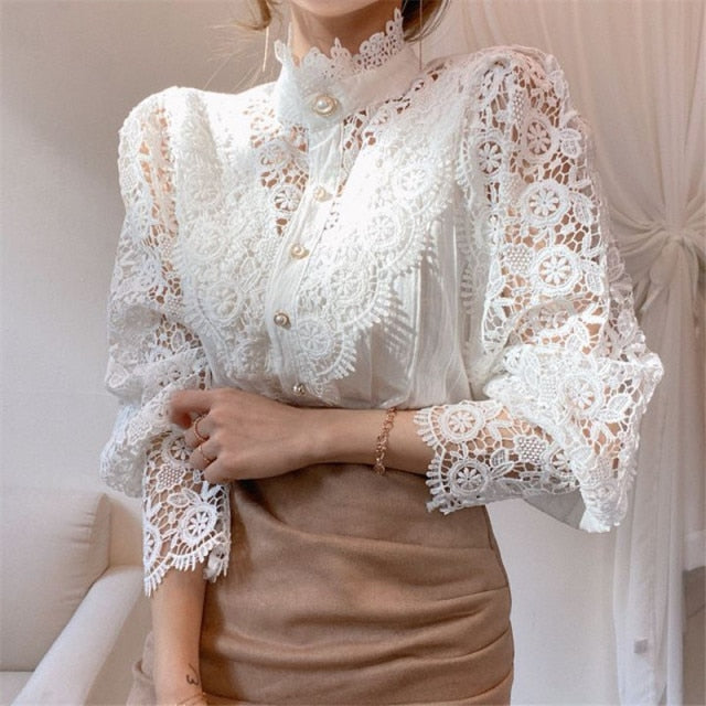 Floral lace turtleneck Blouse
