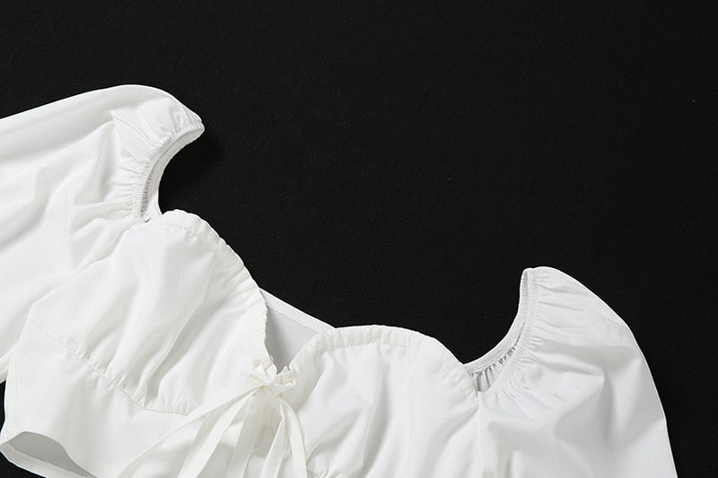 Backless Balloon Sleeve Crop Top