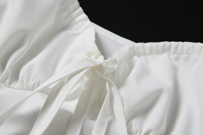 Backless Balloon Sleeve Crop Top