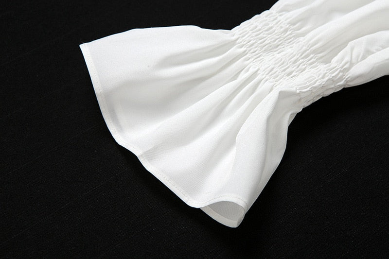 Shirred White Puff Sleeve Top