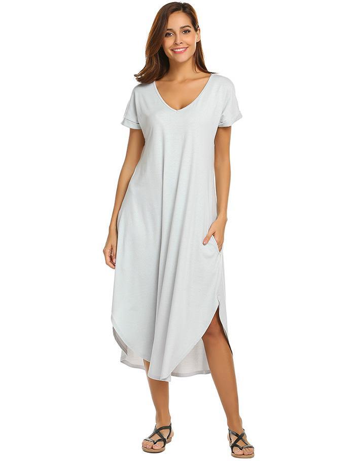 A-Line Loose Asymmetrical Hem Sleepshirt