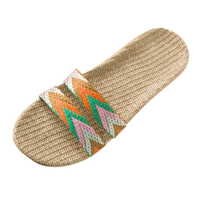 Colored Cross Belt Casual Home Slippers