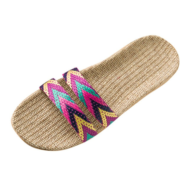 Colored Cross Belt Casual Home Slippers