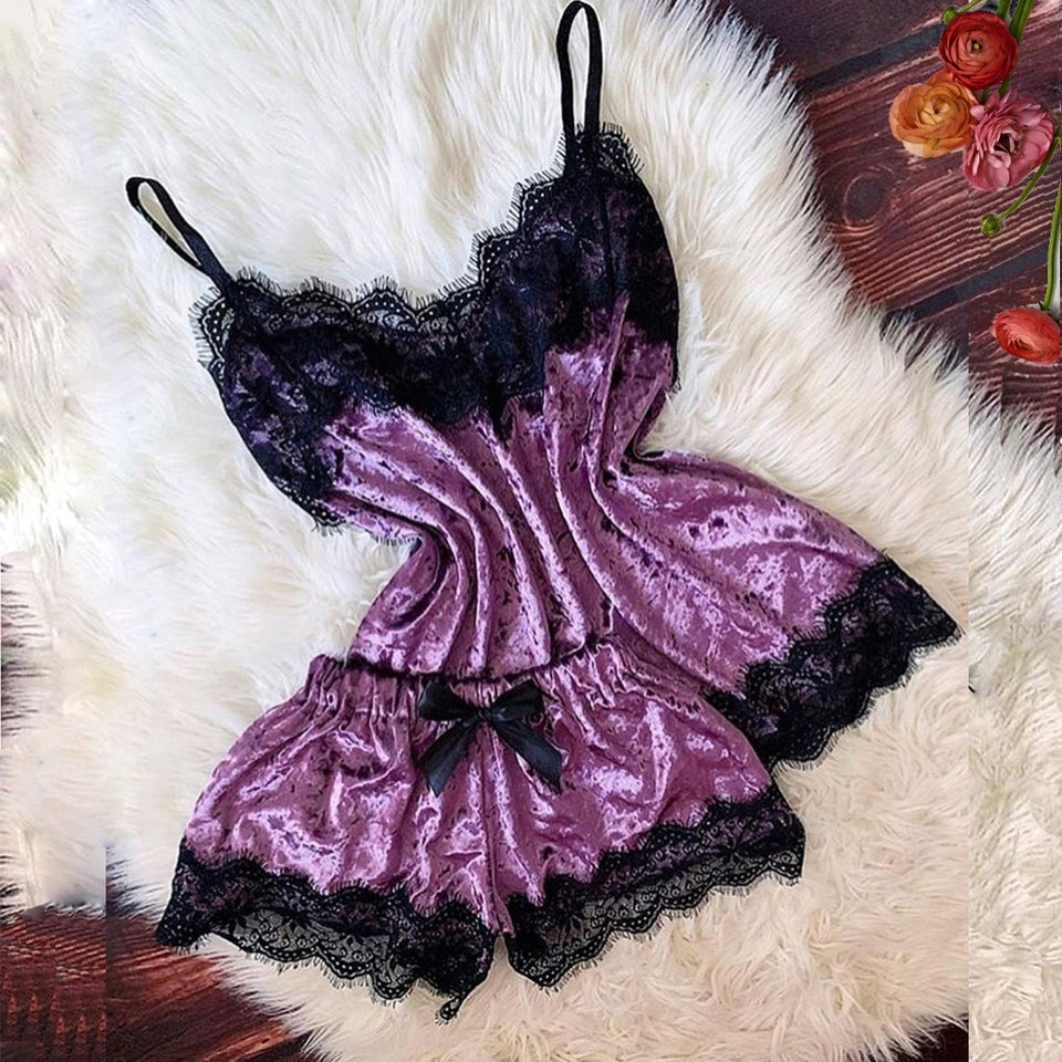 Indulge in Lace and velvet Cami set
