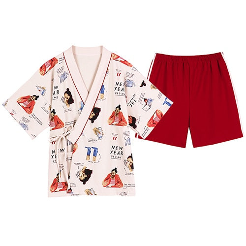Kimono Style Red Pajama