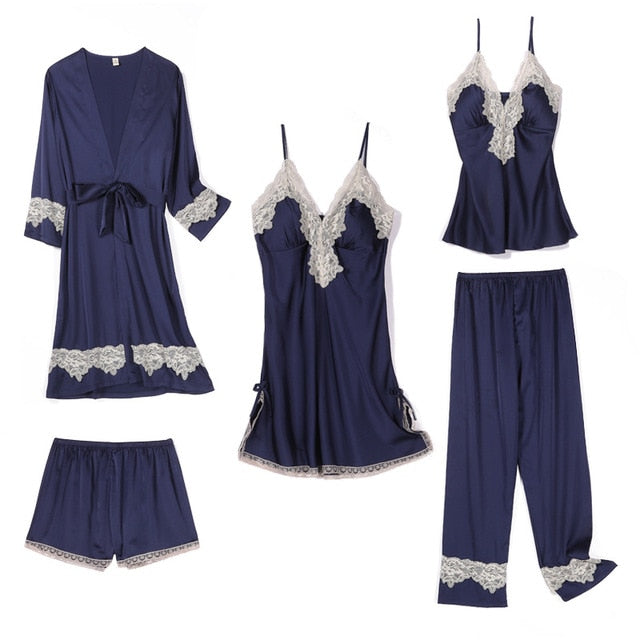 Five-pieces Lace nightwear sets