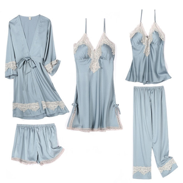 Five-pieces Lace nightwear sets