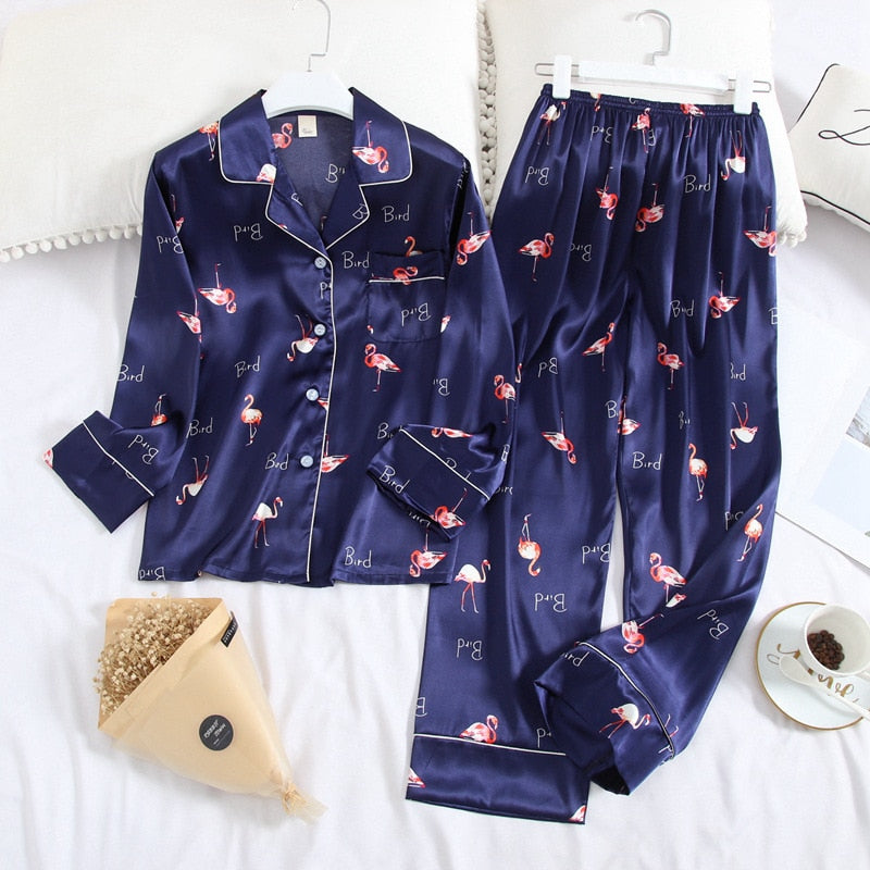 Long Sleeve Silk Pajamas