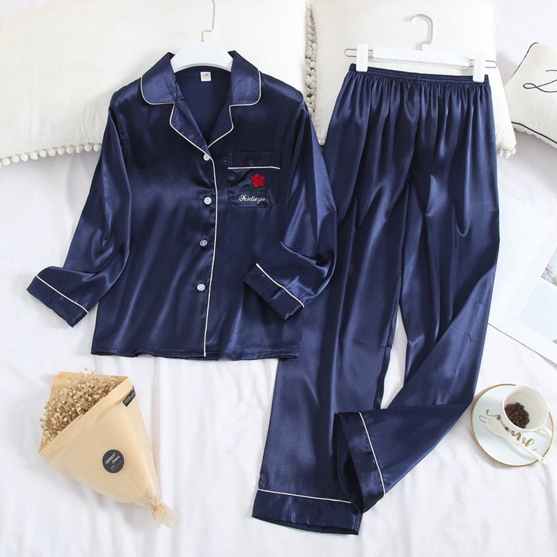 Long Sleeve Silk Pajamas