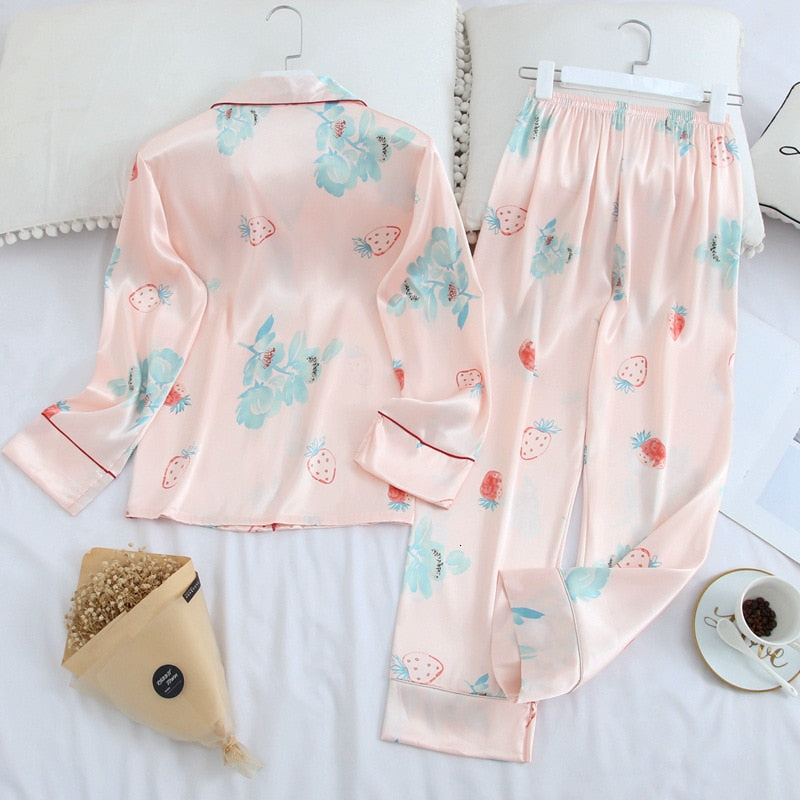 Long Sleeve Silk Pajamas