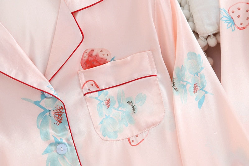 Long Sleeve Silk Pajamas
