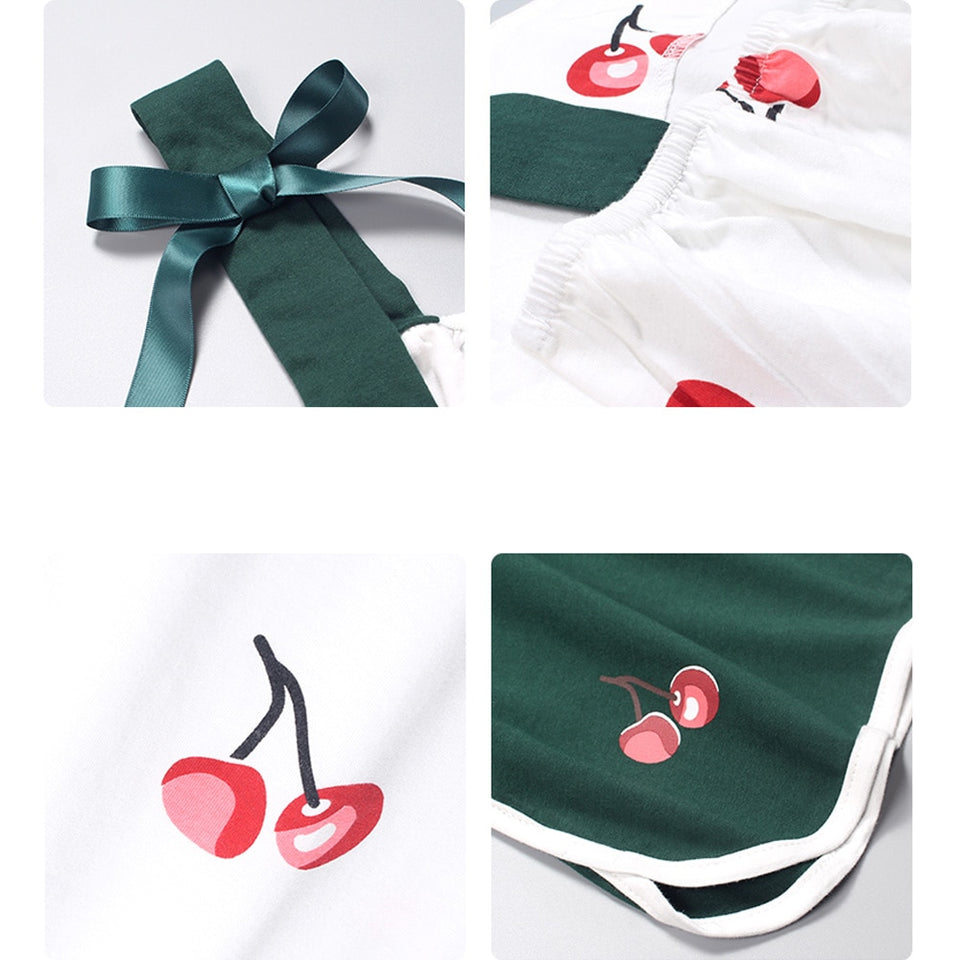 Green Cherry Pajama Set
