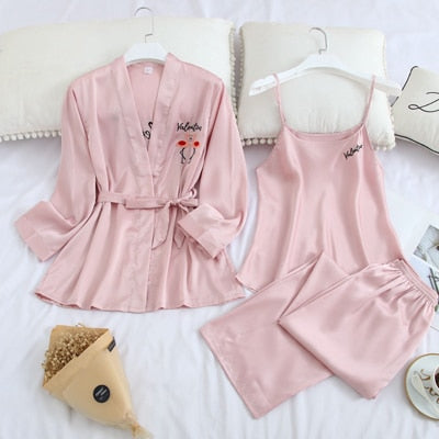 Valentine Satin long sleeve pajama set