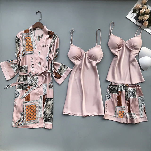 Four-pieces printed Pajama Set