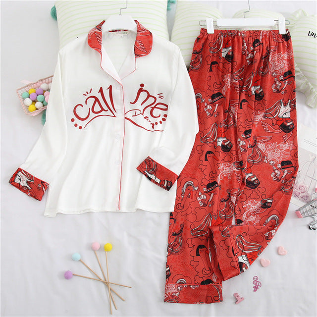 Long Sleeve Satin Pajama set