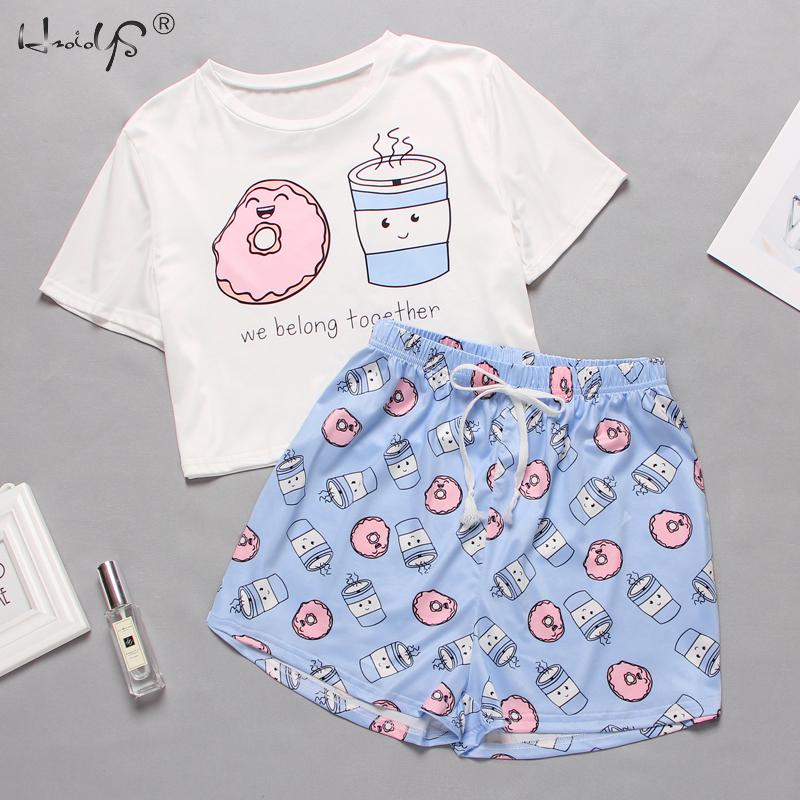 Cute Cartoon Print Short Set Pajamas