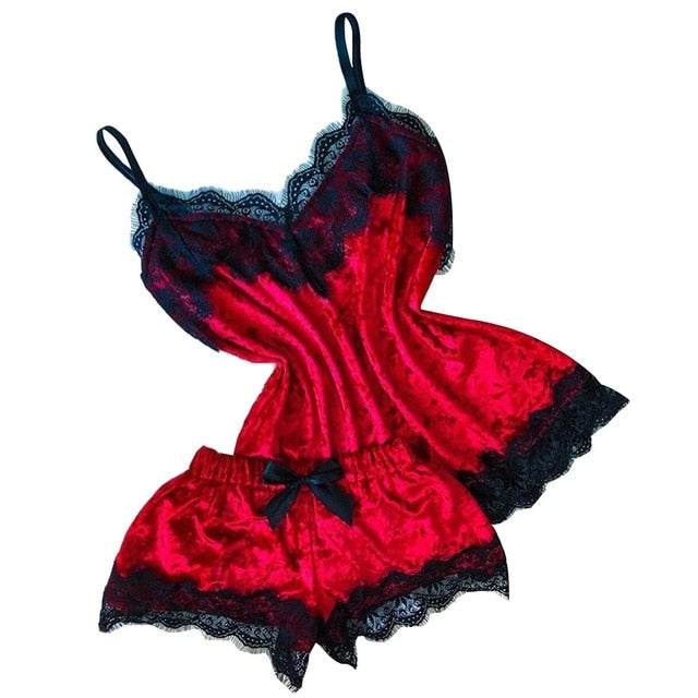 Indulge in Lace and velvet Cami set