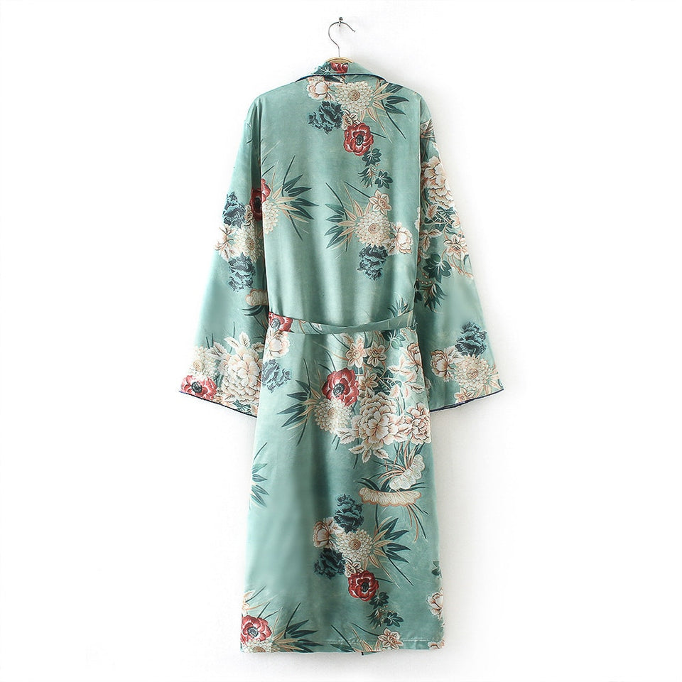 Floral Print Chiffon Kimono