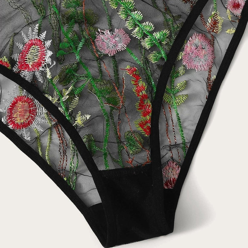 Floral Lace Lingerie Bodysuit