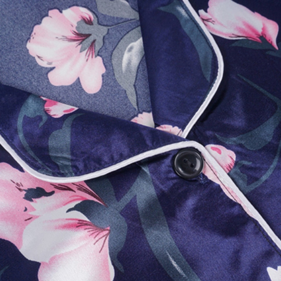 7pcs Satin Floral print Pajamas Set