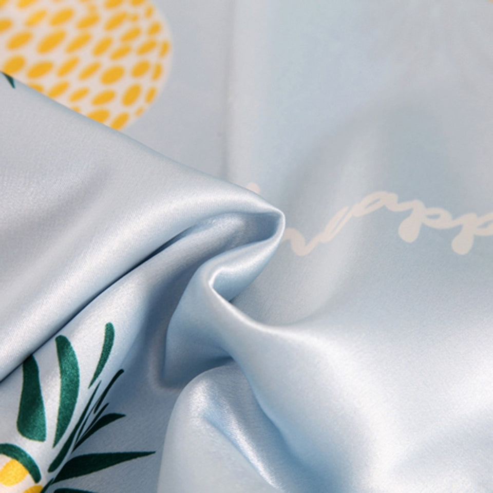 7pcs Satin Pineapple print Pajamas Set