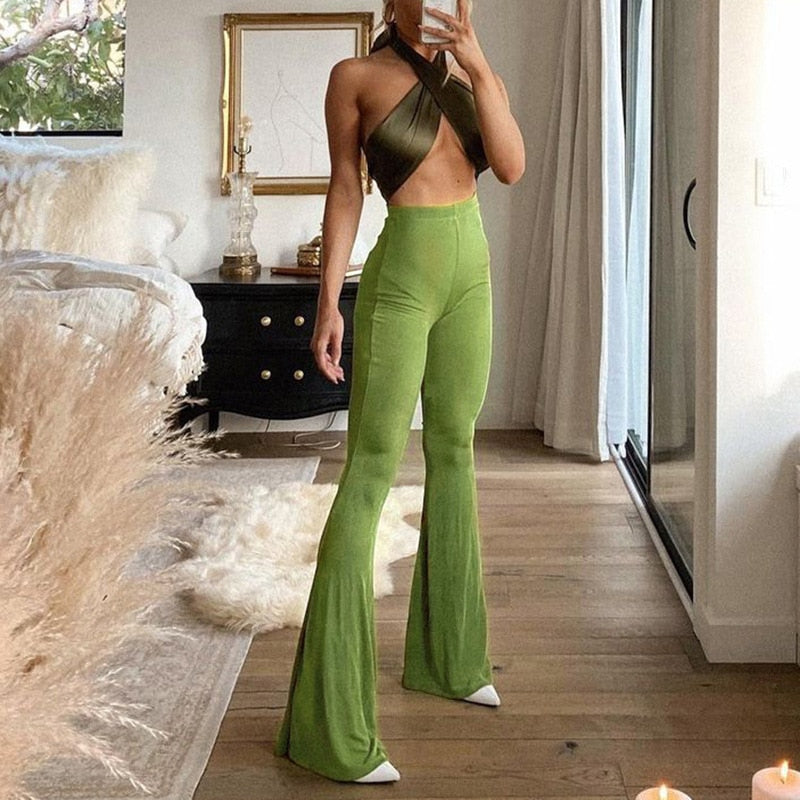 Knitted Skinny Bodycon Flare Pants