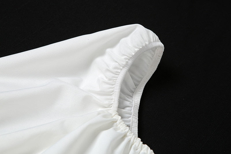 Shirred White Puff Sleeve Top